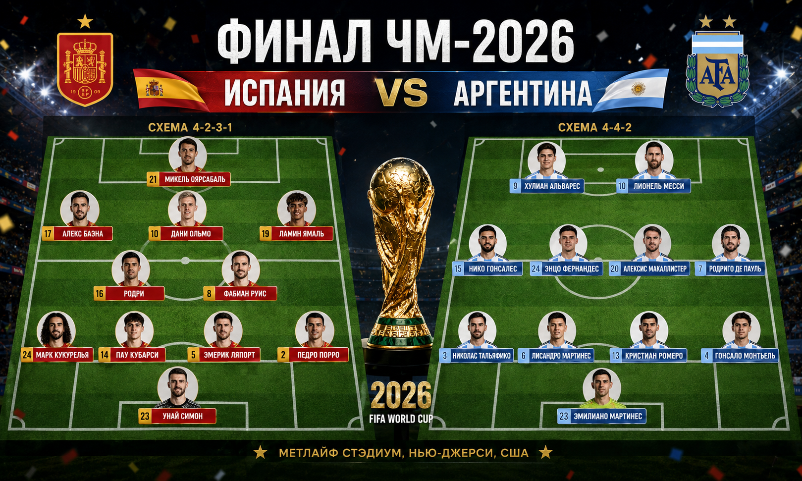 Составы сборных на финал Составы сборных на финал