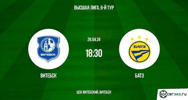 Витебск ― БАТЭ: превью и прогноз на матч в рамках шестого тура чемпионата Беларуси сезона-2024