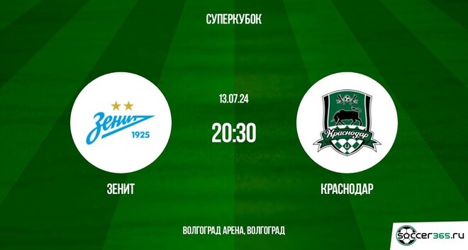 Зенит ― Краснодар: превью и прогноз на матч в рамках Суперкубка России-2024.