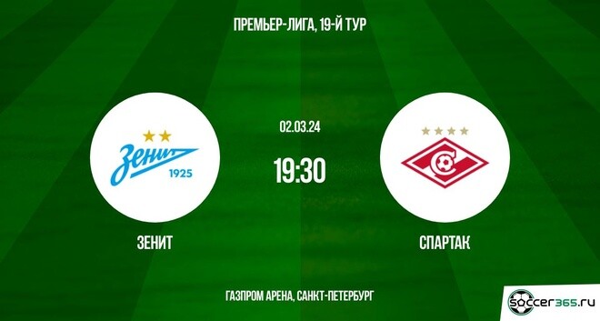 Зенит Спартак Москва - 2 марта - прямая онлайн трансляция футбольного матча.